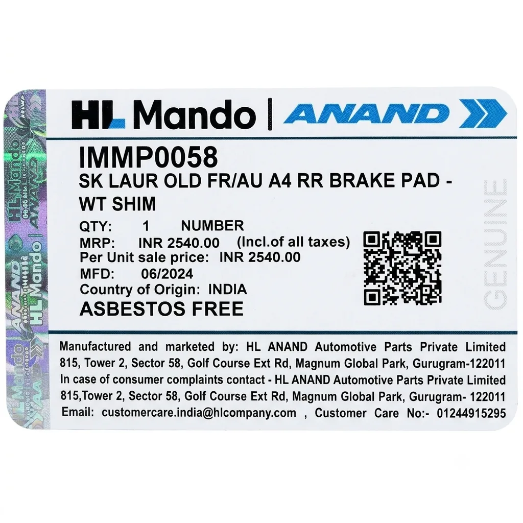 Rear Brake Pad Set with Shims – Skoda Laura / Audi A4 IMMP0058 – photo 2