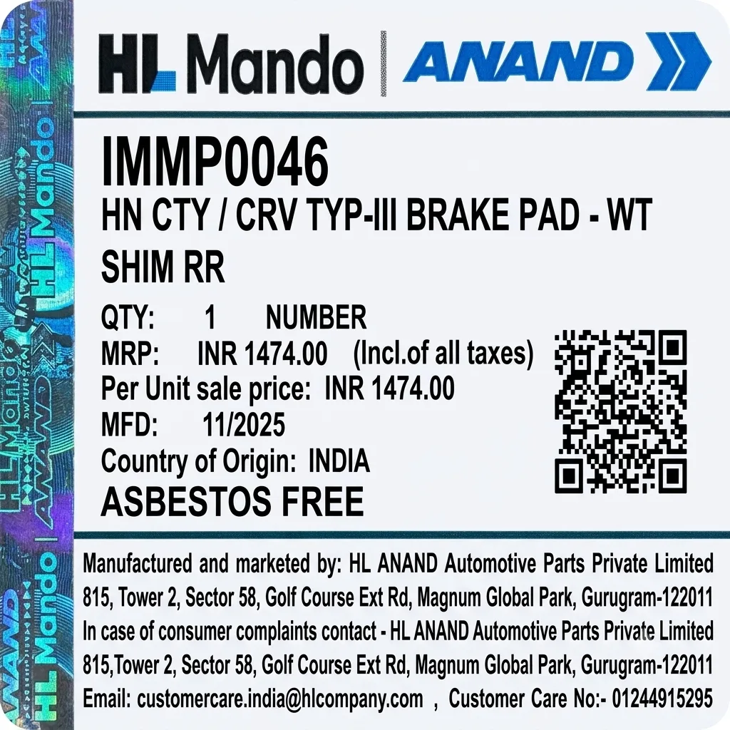Rear Brake Pad Set with Shims – Honda City, CR-V IMMP0046 – photo 2