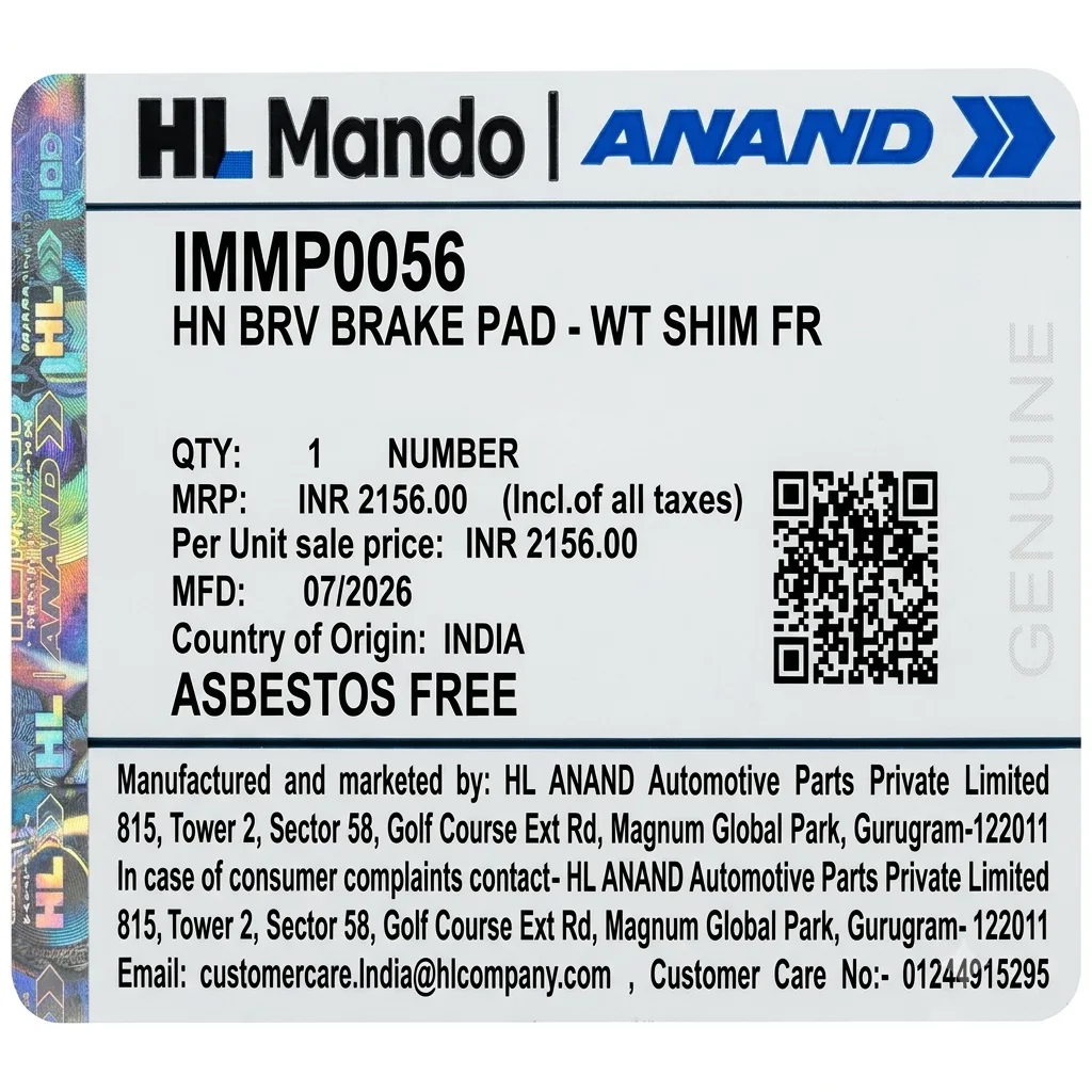 Front Brake Pad Set with Shims – Honda BR-V IMMP0056 – photo 2