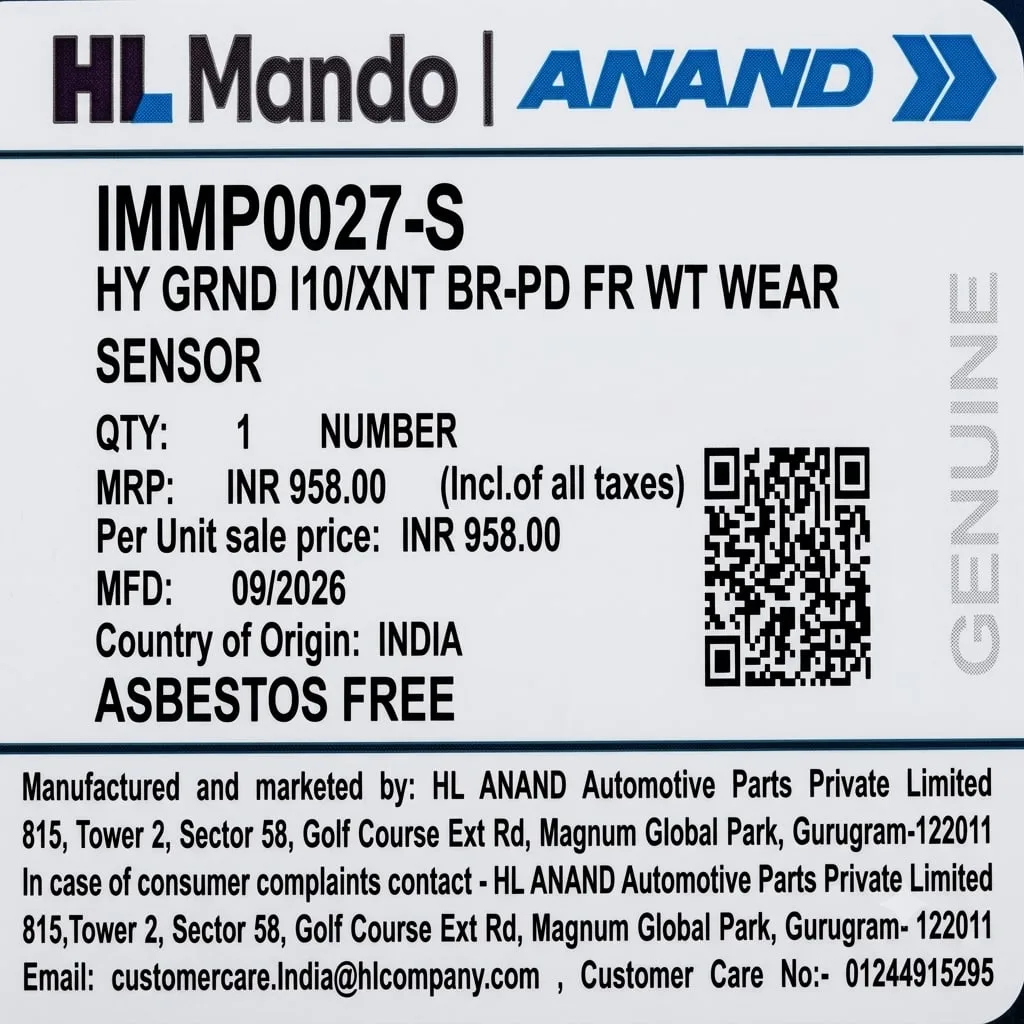 Front Brake Pad Set with Wear Sensor – Hyundai Grand i10, Xcent IMMP0027-S – photo 2