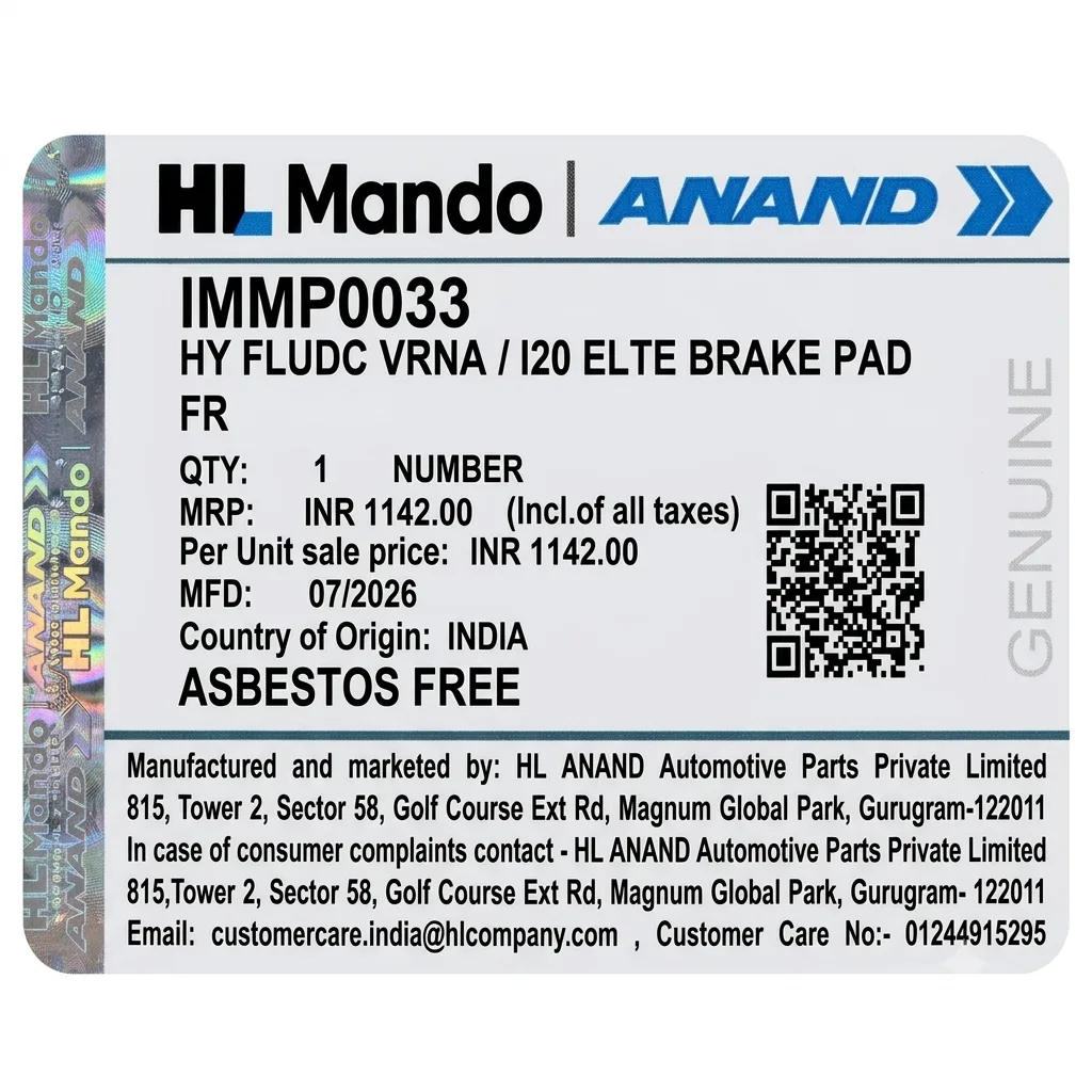 Front Brake Pad Set – Hyundai Verna, Elite i20 IMMP0033 – photo 2
