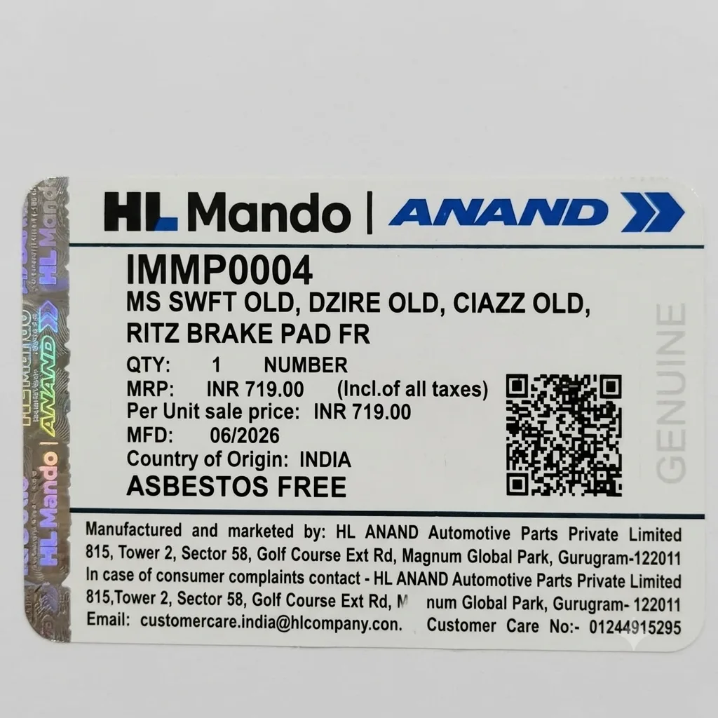 Front Brake Pad Set – Maruti Suzuki Swift, Dzire, Ciaz, Ritz IMMP0004 – photo 2